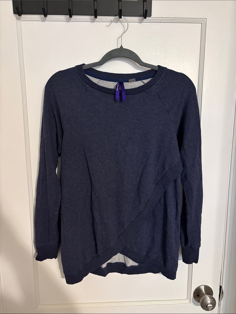 Navy Cross-Front Knit Nursing Sweater